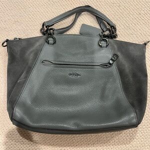 Coach Black and Gray Leather Shoulder Bag